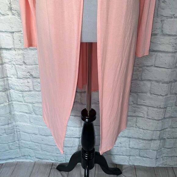 Isaac Liev women S open front long length cardigan pink - Picture 3 of 10
